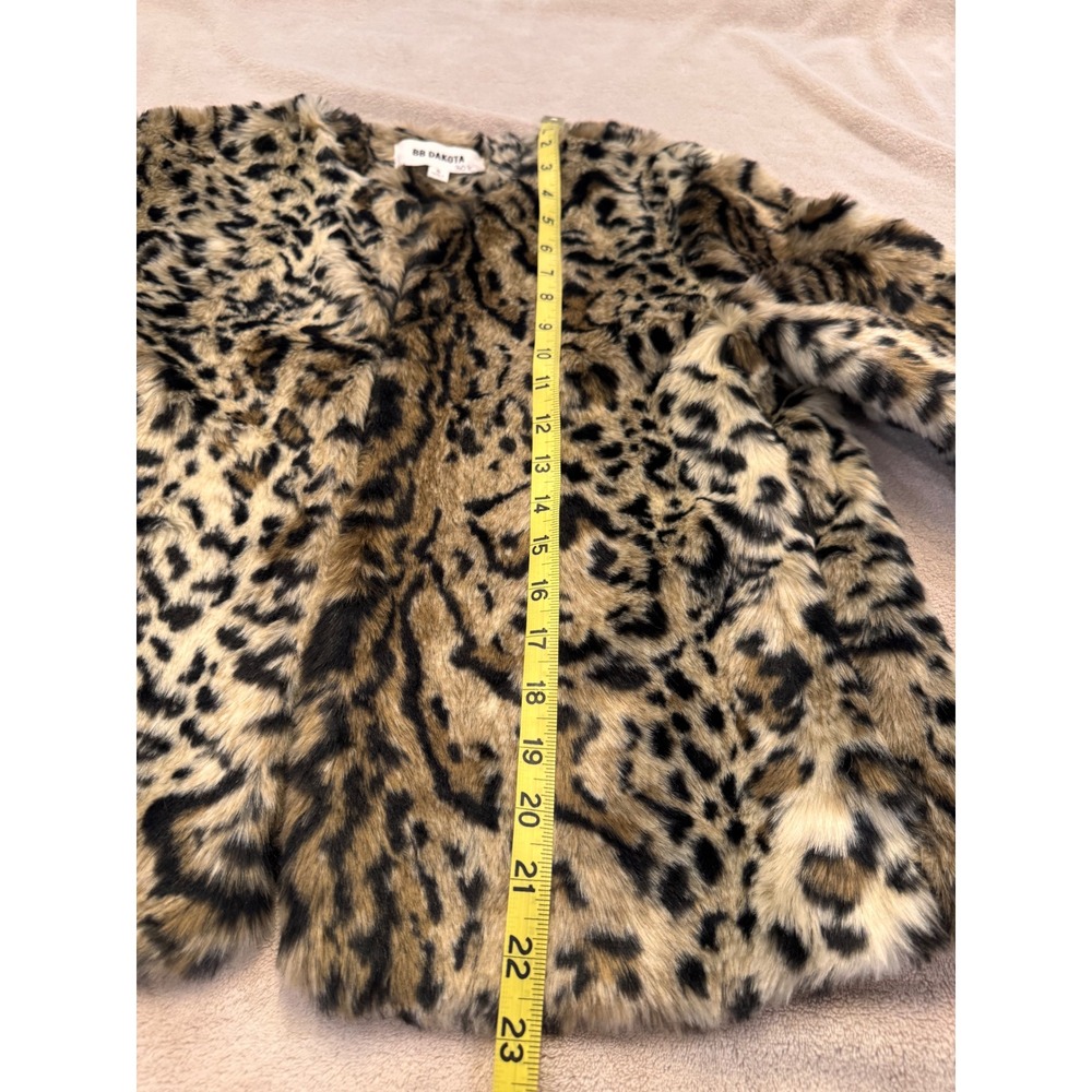 Leopard Faux Fur Jacket Luxe Mob Wife Glam Y2K Animal Print Cropped Coat SZ S - Picture 8 of 11
